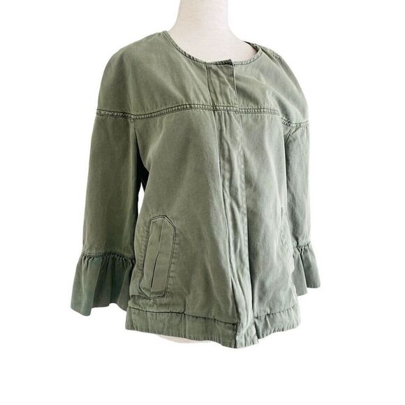 Sanctuary Military Jacket M Bell Sleeve Size Medium Full Zip Pockets Cotton S23 - Picture 1 of 8
